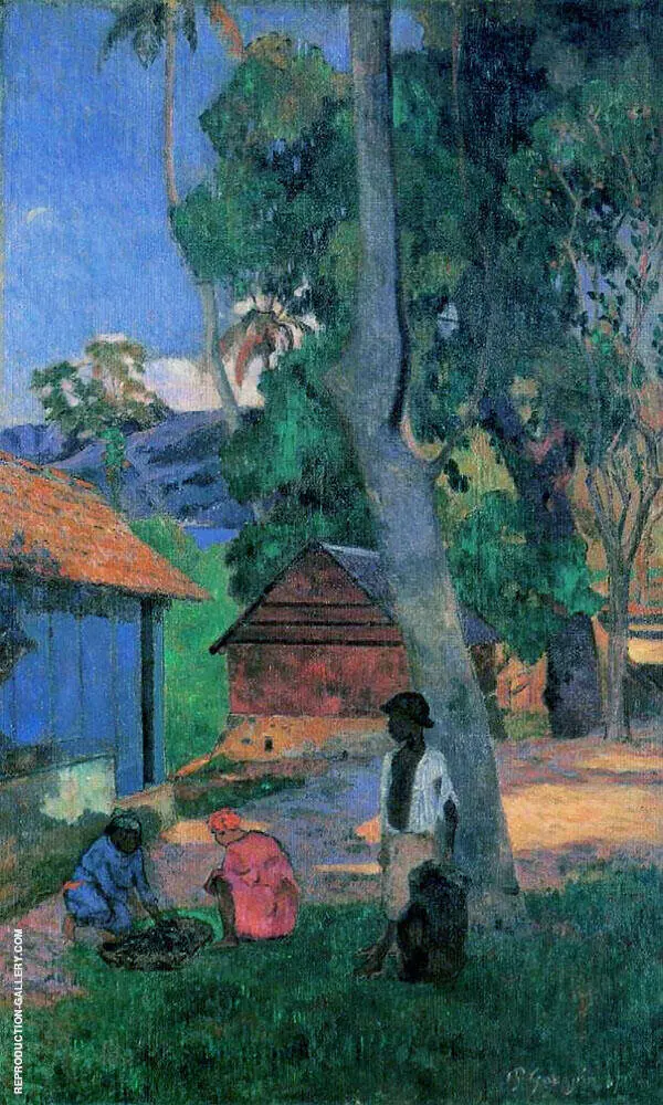 Around the Huts 1877 By Paul Gauguin
