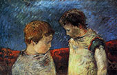 Aline Gauguin and One of Her Brothers 1883 By Paul Gauguin
