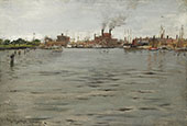 Harbor Scene Brooklyn Docks By William Merritt Chase