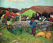 Landscape with Swineherd By Paul Gauguin