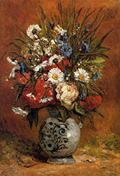 Daisies and Peonies in a Blue Vase 1876 By Paul Gauguin