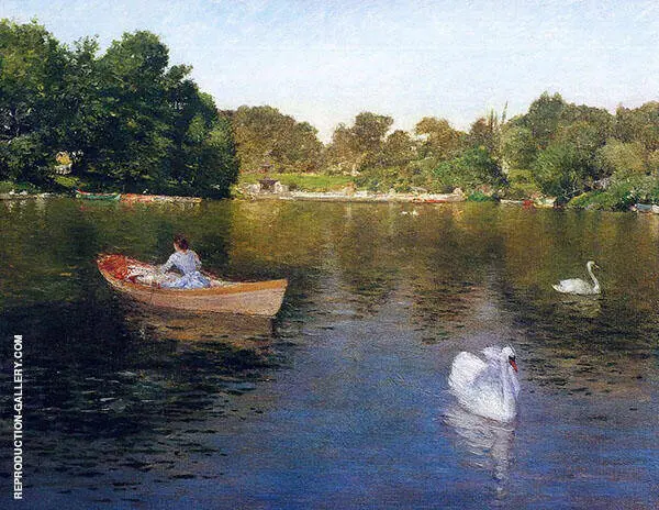 on The Lake Central Park By William Merritt Chase