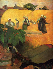 Haymaking in Brittany 1880 By Paul Gauguin