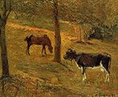 Horse and Cow in a Field 1885 By Paul Gauguin