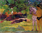 In the Vanilla Grove Man and Horse, The Rendezvous 1891 By Paul Gauguin