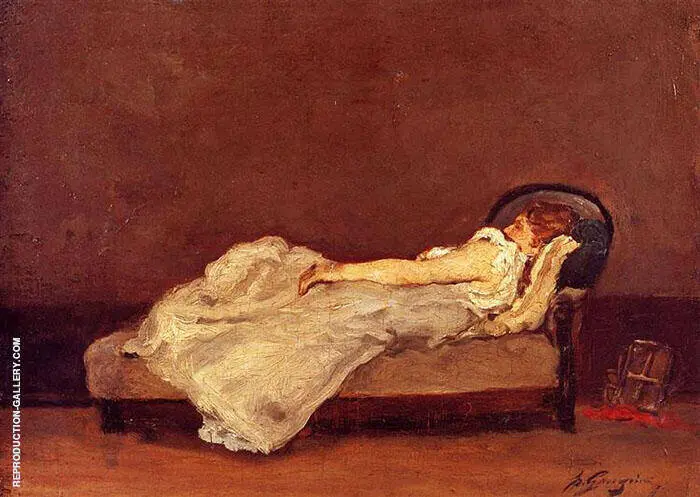 Mette Asleep on a Sofa 1875 By Paul Gauguin