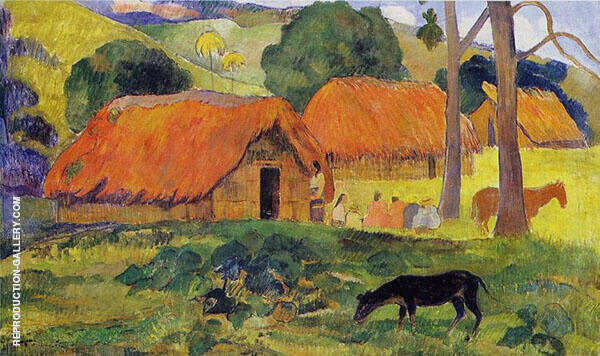 Three Huts 1891 by Paul Gauguin | Oil Painting Reproduction