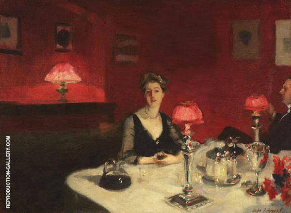 A Dinner Table at Night also known as Mr and Mrs Albert Vickers | Oil Painting Reproduction