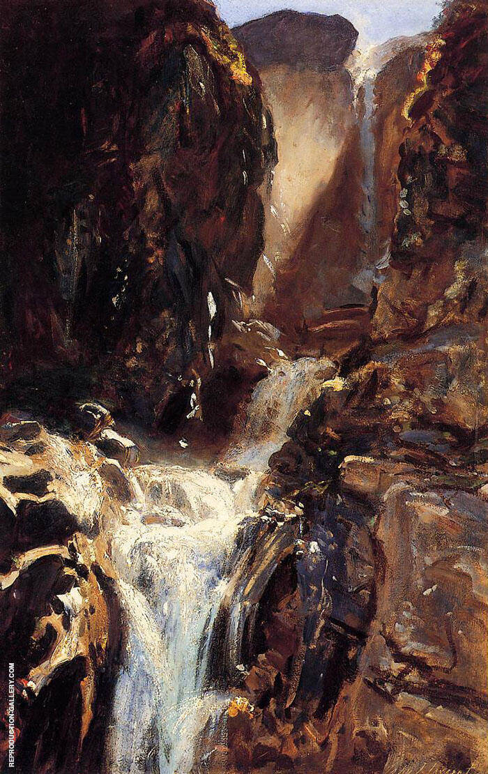 A Waterfall 1910 by John Singer Sargent | Oil Painting Reproduction