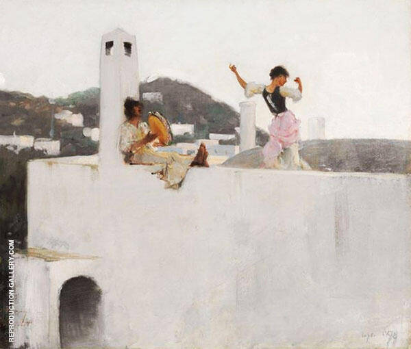 Capri Girl on a Rooftop 1878 | Oil Painting Reproduction