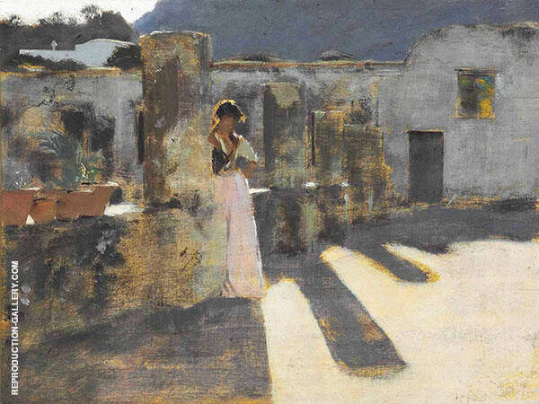 Capri Girl on a Rooftop 1878 II | Oil Painting Reproduction