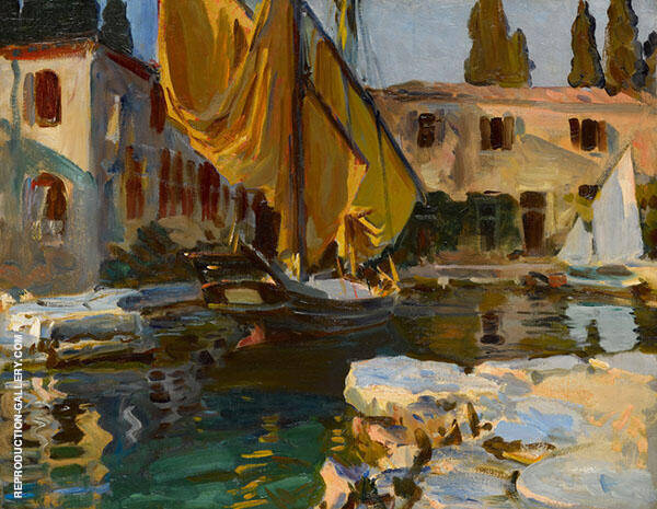 San Vigilio Boat with a Golden Sail | Oil Painting Reproduction