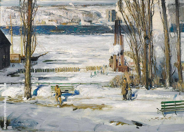 A Morning Snow Hudson River 1910 | Oil Painting Reproduction