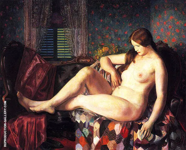 Nude with Hexagonal Quilt 1924 By George Bellows