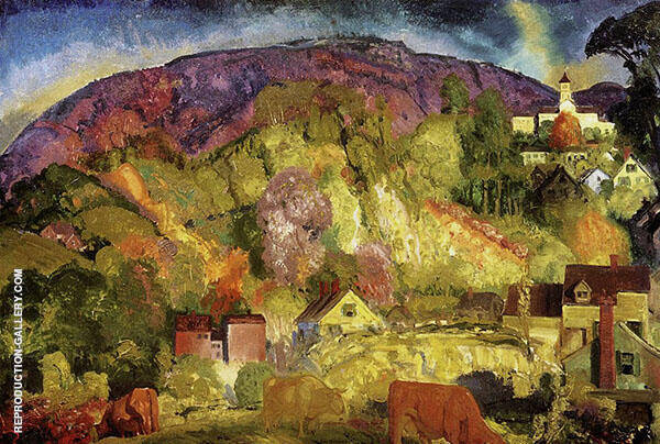 The Village on The Hill 1917 by George Bellows | Oil Painting Reproduction
