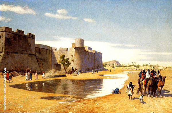 An Arab Caravan Outside a Fortified Town Egypt | Oil Painting Reproduction