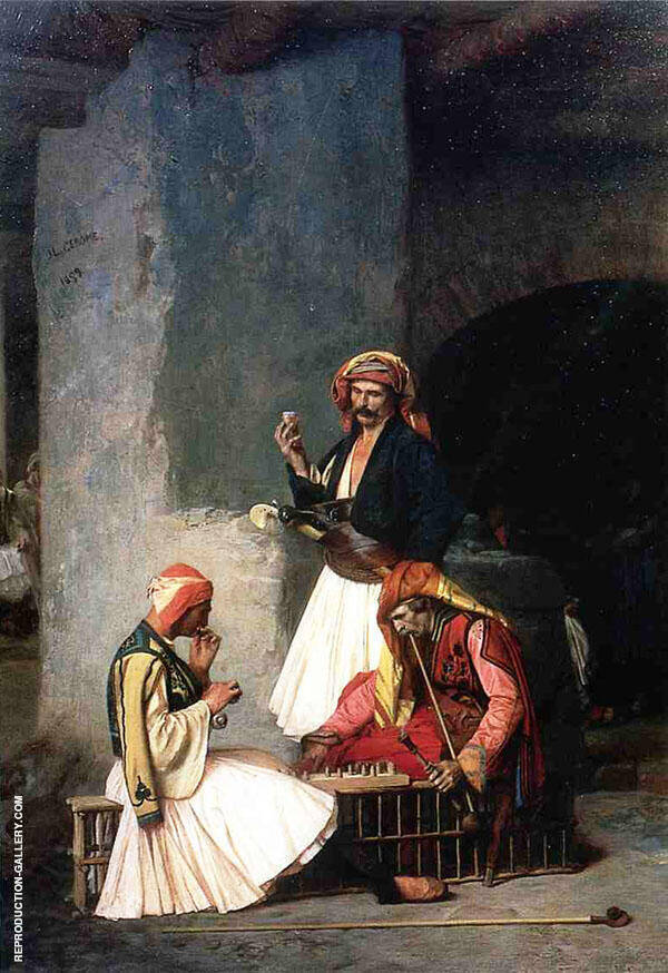 Arnaut Playing Chess 1859 by Jean Leon Gerome | Oil Painting Reproduction
