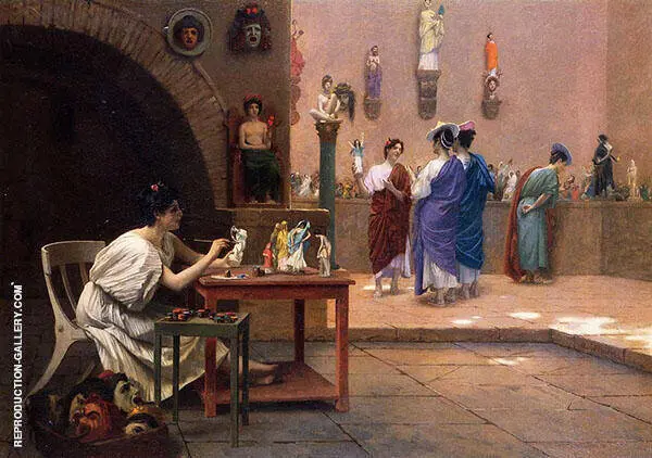 Painting Breathes Life into Sculpture aka Tanagras Studio 1893 By Jean Leon Gerome