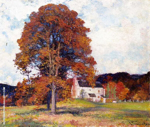 Autumn Hillside and My Studio By Robert William Vonnoh