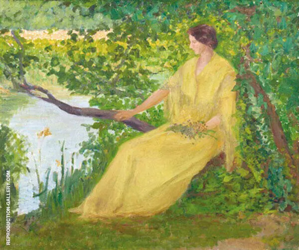 Lady on The Banks of The Loing By Robert William Vonnoh