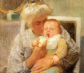 The Baby's Bottle By Robert William Vonnoh