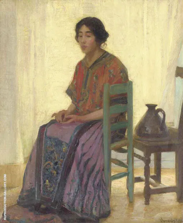 The Blue Chair By Robert William Vonnoh
