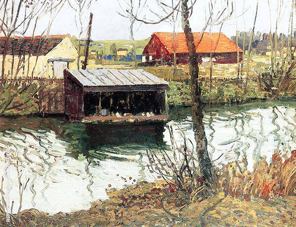 Boathouse on a Canal Pennsylvania | Oil Painting Reproduction