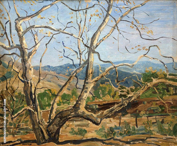 Sycamore in a Fall Landscape | Oil Painting Reproduction