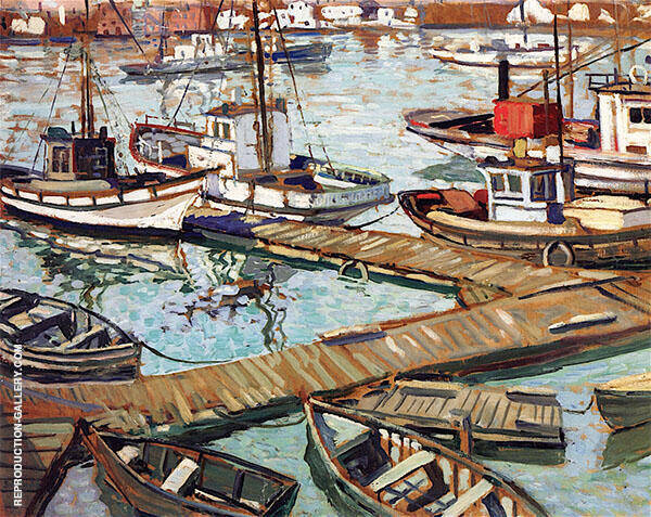The Boats Basin at Santa Barbara c1934 | Oil Painting Reproduction