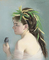 Portrait of a Girl Holding a Sparrow By Eva Gonzales