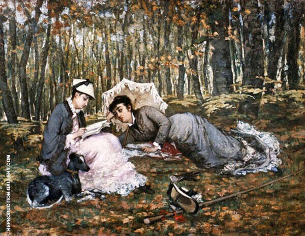 Reading in The Forest by Eva Gonzales | Oil Painting Reproduction