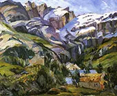 Houses at The Base of Snow Capped Mountains By George Gardner Symons