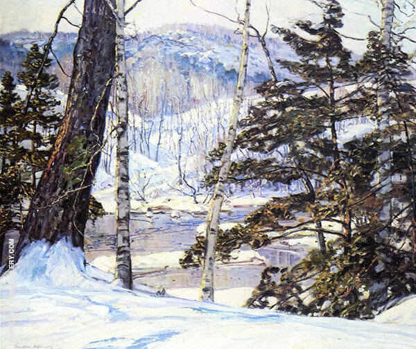 River Bank with Snow by George Gardner Symons | Oil Painting Reproduction
