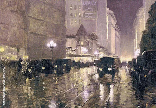 Fifth Street at Hill Looking East Evening By Fernand Lungren