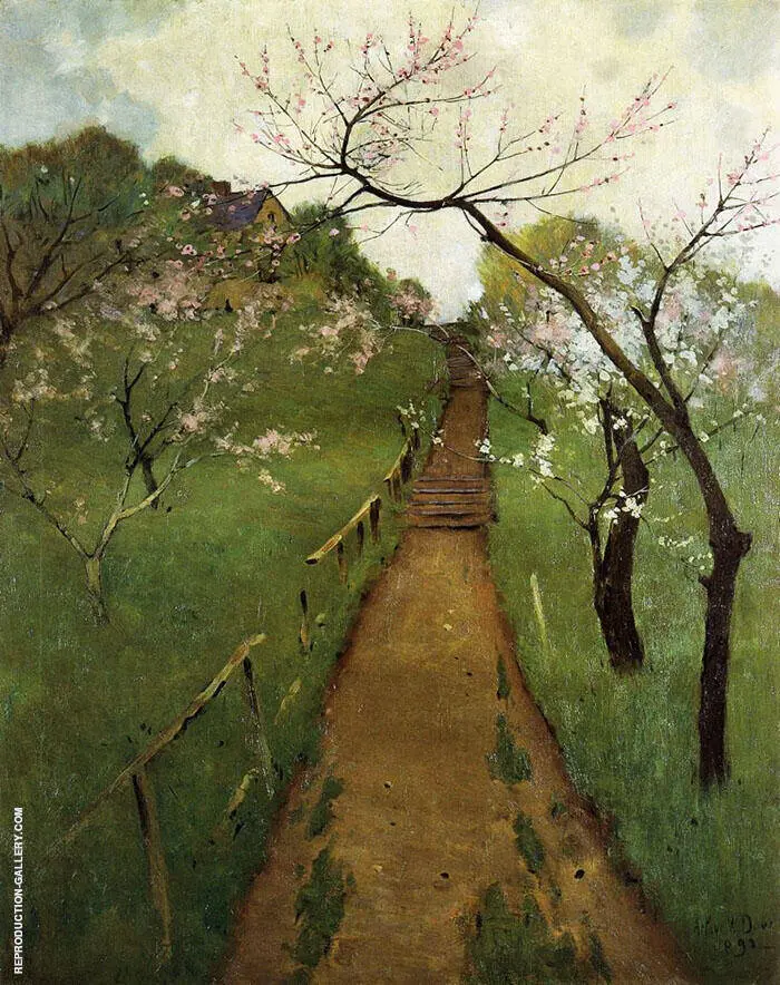 Spring Landscape with a Farmer and White Horse 1892 By Arthur Wesley Dow