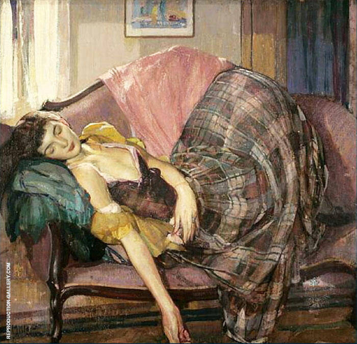 Girl Sleeping by Richard Emil Miller | Oil Painting Reproduction