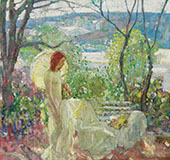 Girl With Parasol By Richard Emil Miller
