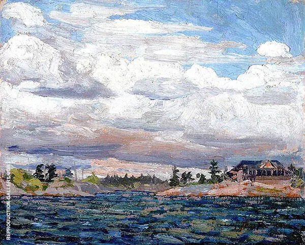 Cottage on a Rocky Shore By Tom Thomson