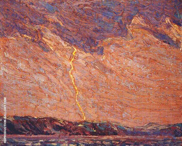 Lightning Canoe Lake By Tom Thomson