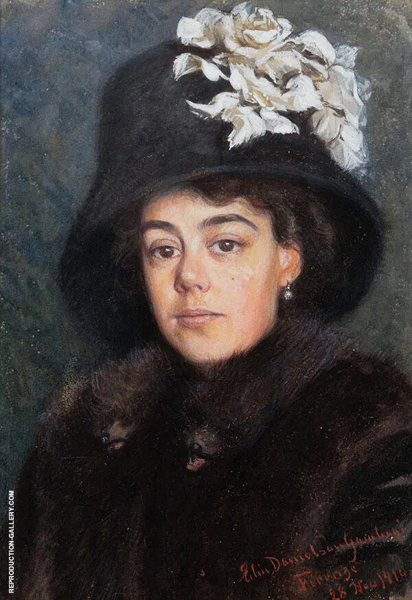 Young Woman Wearing Fur 1910 By Elin Kleopatra Danielson Gambogi