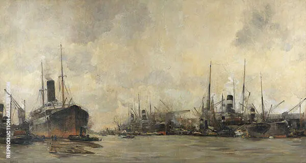 View of The Ertshaven and Levantkade with Ships of The Royal Netherlands Steamship Company By Hobbe Smith