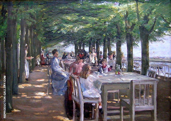 The Terrace at Restaurant Jacob in Nienstedten on the Elbe 1902 | Oil Painting Reproduction