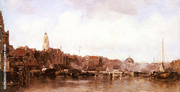 A View of A Harbor Town by Jacob Maris | Oil Painting Reproduction