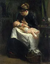 A Young Woman Nursing a Baby By Jacob Maris