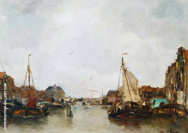 Canal at Amsterdam by Jacob Maris | Oil Painting Reproduction