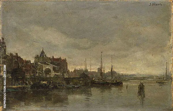 De Schreierstoren met de Brug over de Gelderse Kade te Amsterdam By Jacob Maris