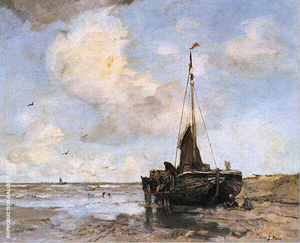 Fishing Boat on The Beach by Jacob Maris | Oil Painting Reproduction