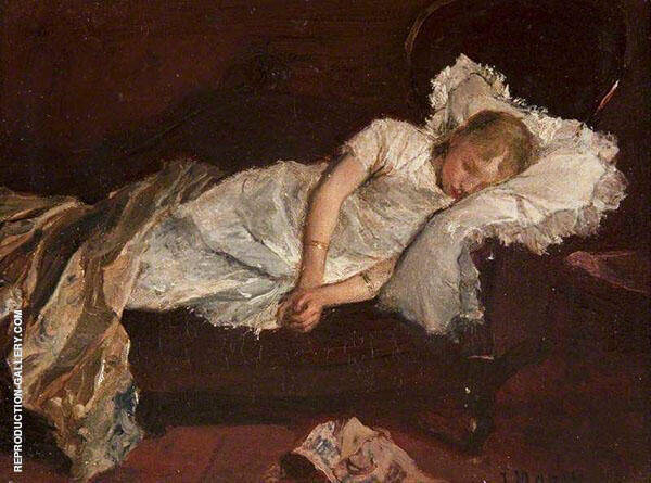 Girl Asleep on a Sofa by Jacob Maris | Oil Painting Reproduction