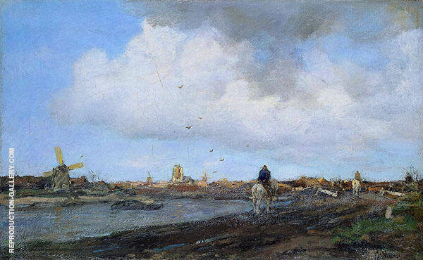 Landscape with Windmills by Jacob Maris | Oil Painting Reproduction