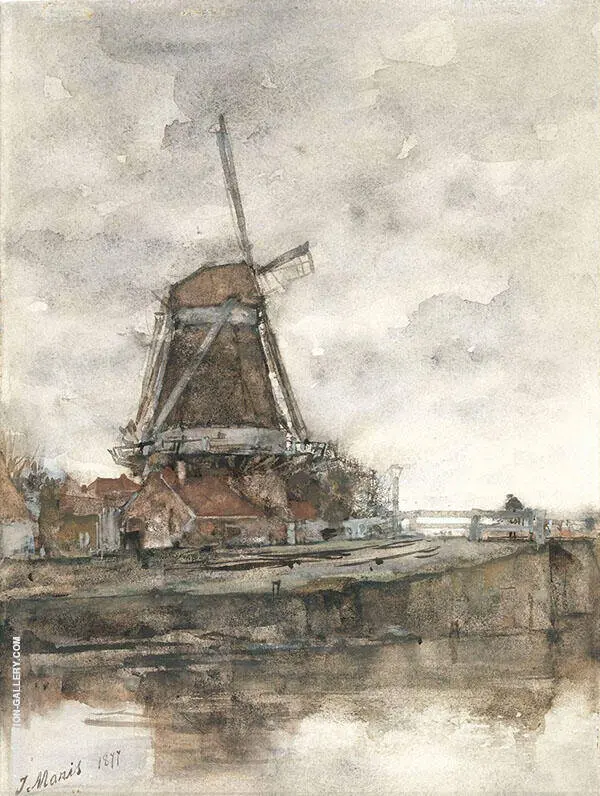 The Mill and The Bridge at The Noord West Buitensingel in The Hague By Jacob Maris